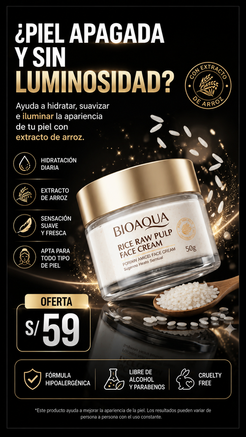Crema Facial de Arroz BIOAQUA 50G