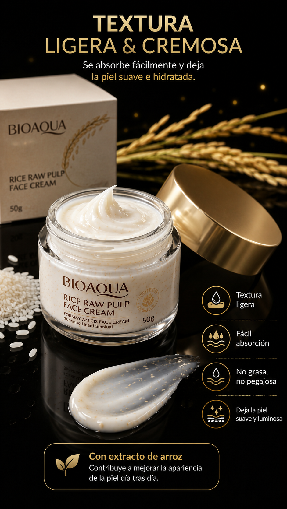 Crema Facial de Arroz BIOAQUA 50G
